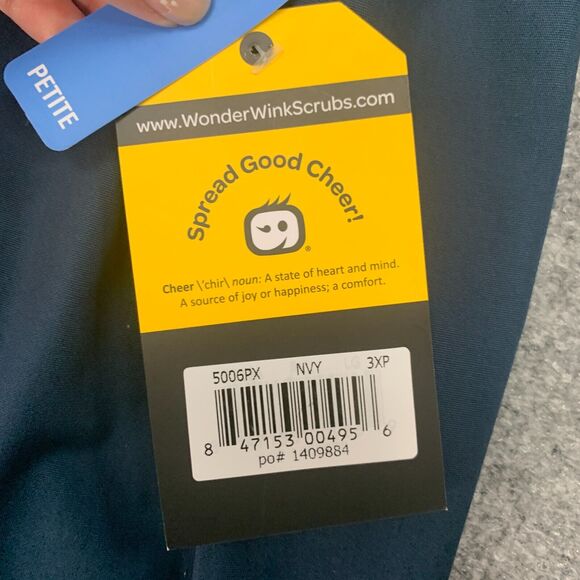 WonderWink Origin Papa Drawstring Scrub Pants Women Unisex 3XP Petite Navy Blue - Picture 8 of 14